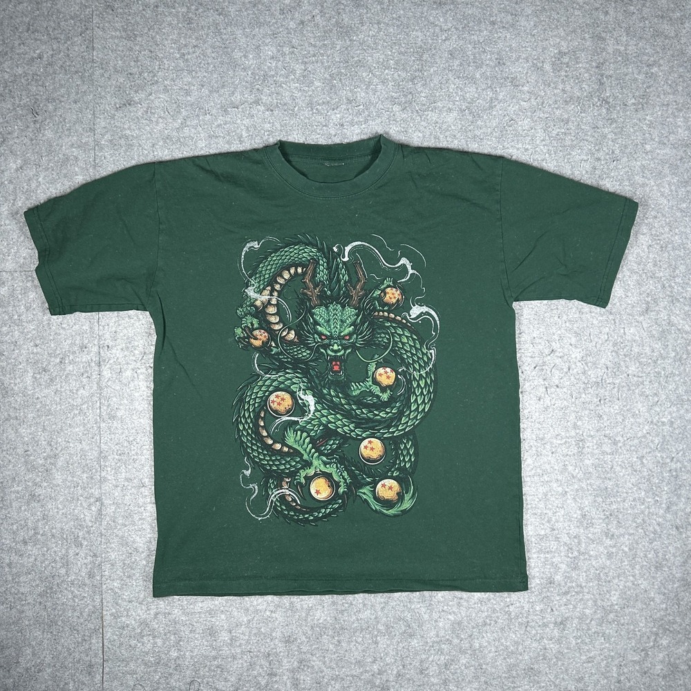 Vintage Unbranded T-Shirt Unisex Medium Green Y2K Dragon Graphic Tee Anime